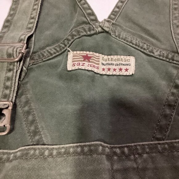 Women's Vintage Y2K Squeeze Denim Bib Overalls Size Small 100% Greenish Gray - Picture 7 of 11